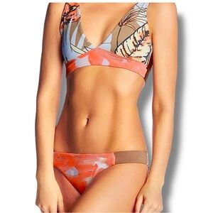 Maaji Areia Allure Bikini Pomelo Natural Tie Back Top Reversible Bottom Large